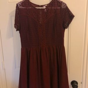 Maroon Lace Fit & Flare Dress